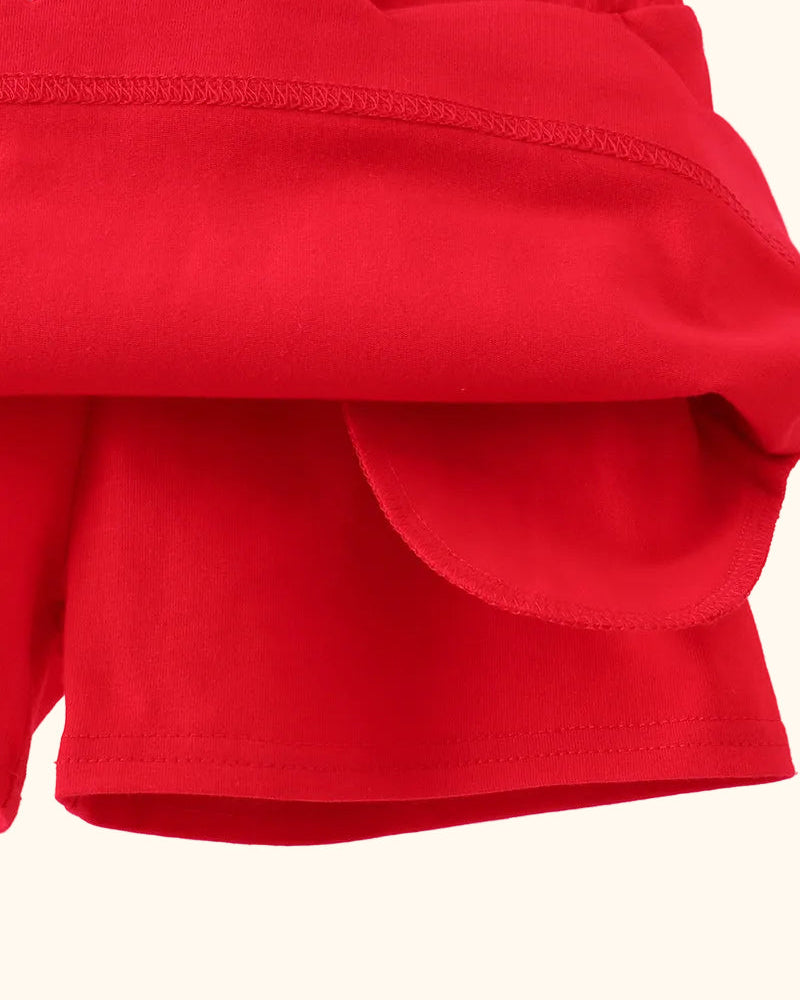 Scallop Hem Skort - Red