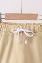 Scallop Hem Bow Skort - Khaki