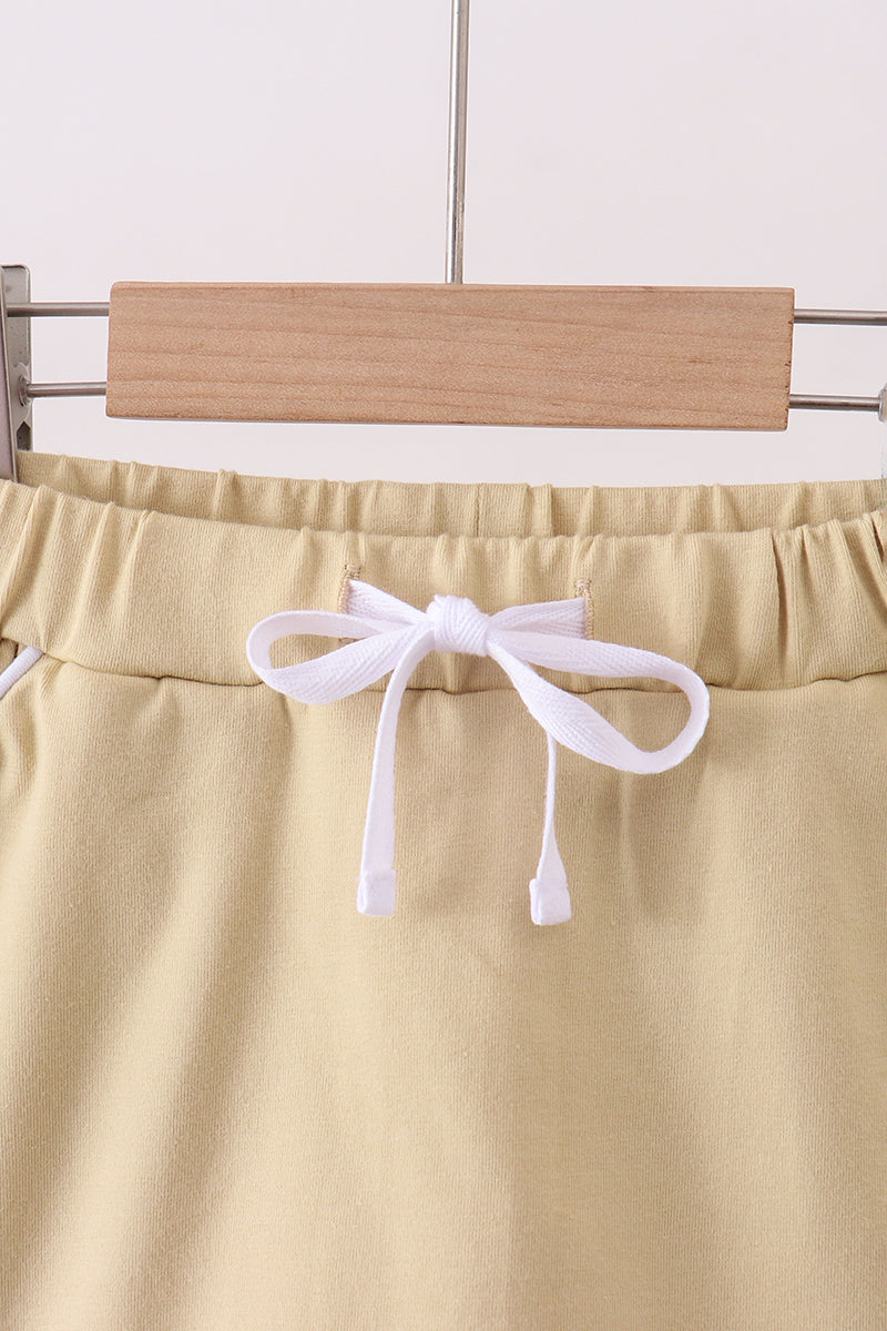 Scallop Hem Bow Skort - Khaki