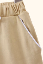 Scallop Hem Bow Skort - Khaki