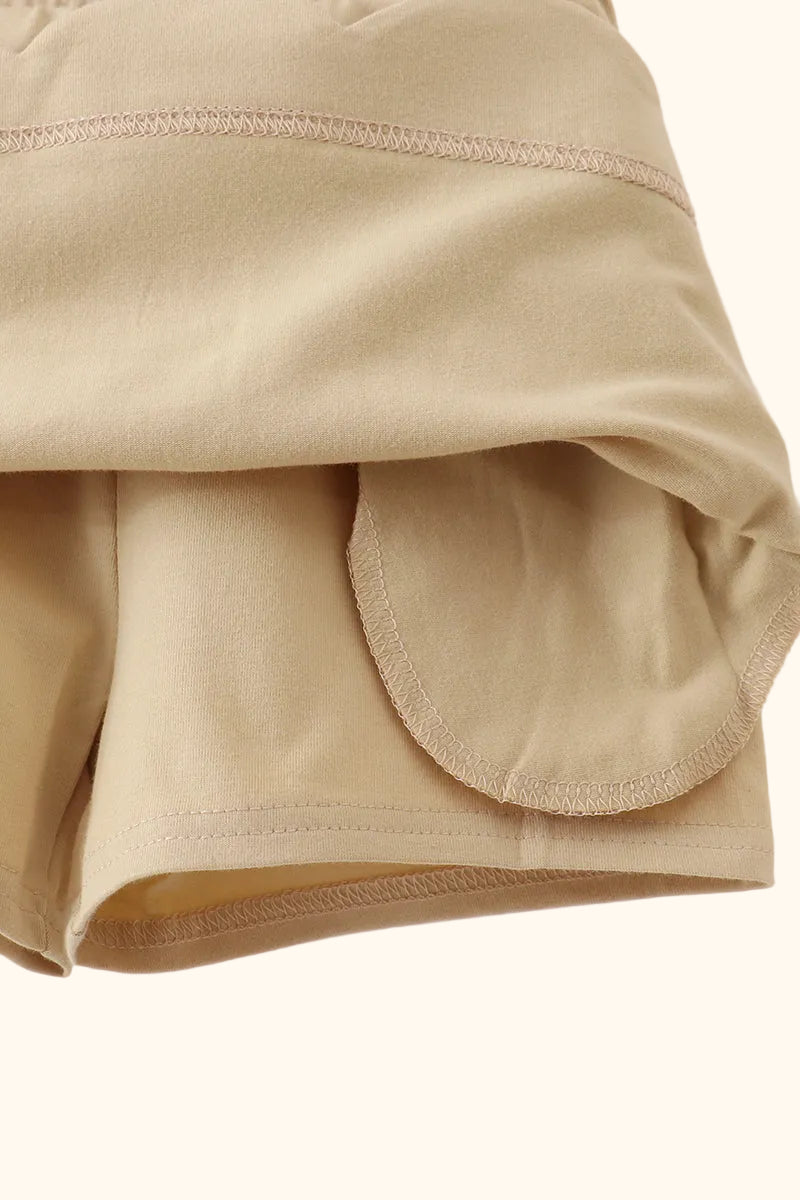Scallop Hem Bow Skort - Khaki