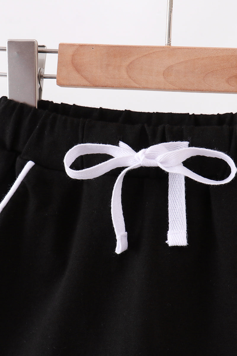 Scallop Hem Bow Skort - Black