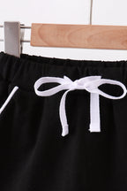 Scallop Hem Bow Skort - Black