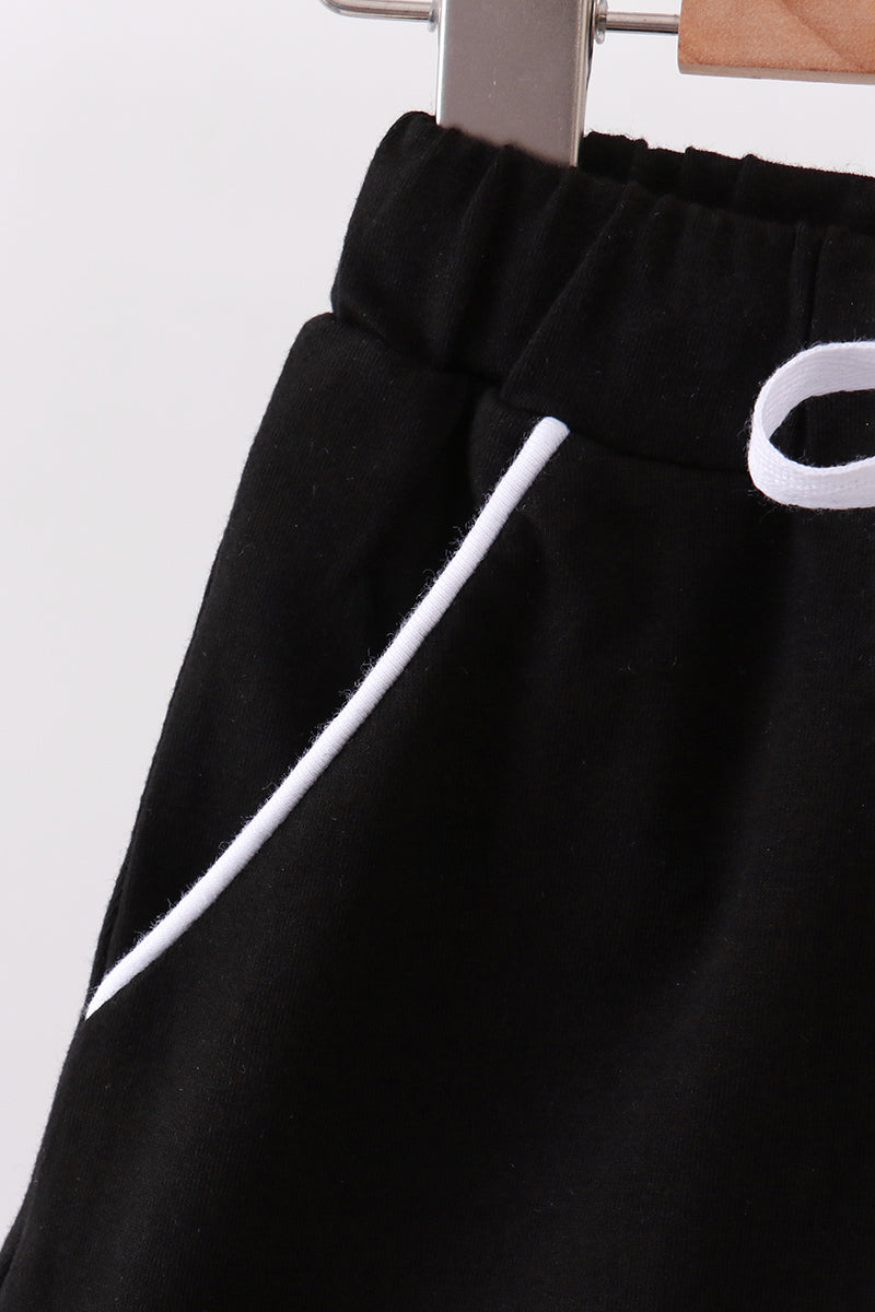 Scallop Hem Bow Skort - Black
