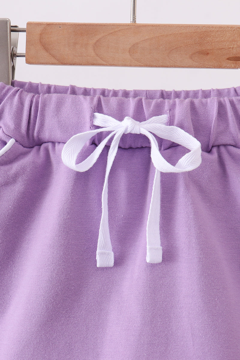 Scallop Hem Bow Skort - Purple