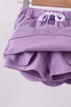 Scallop Hem Bow Skort - Purple