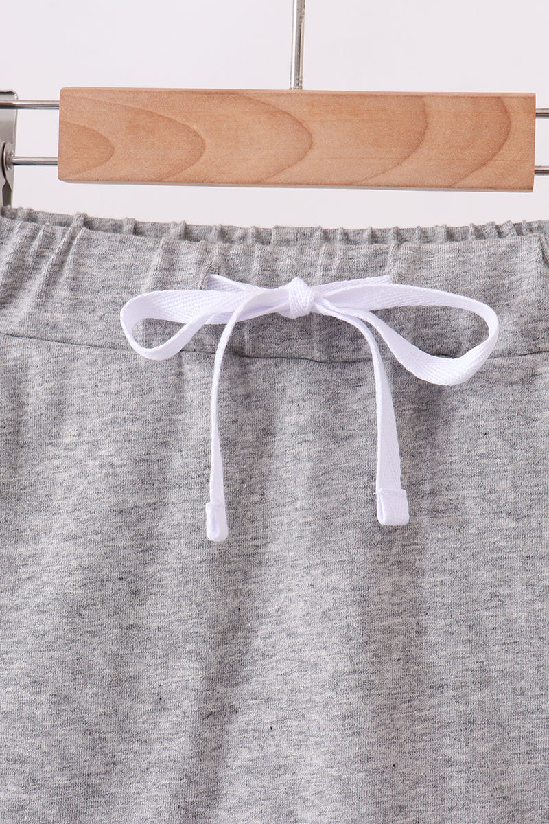 Scallop Hem Bow Skort - Gray