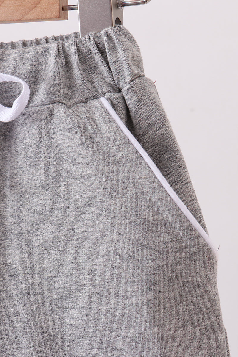Scallop Hem Bow Skort - Gray
