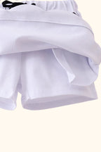 Scallop Hem Bow Skort - White