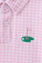 Kids Pink Gingham Golf Collared Pleated Dress