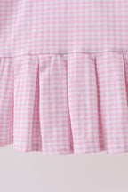 Kids Pink Gingham Golf Collared Pleated Dress