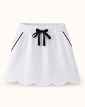 Scallop Hem Bow Skort - White