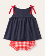 Baby Apple Appliqué Gingham Bloomer Set