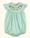 Aqua Daisy Smocked Romper