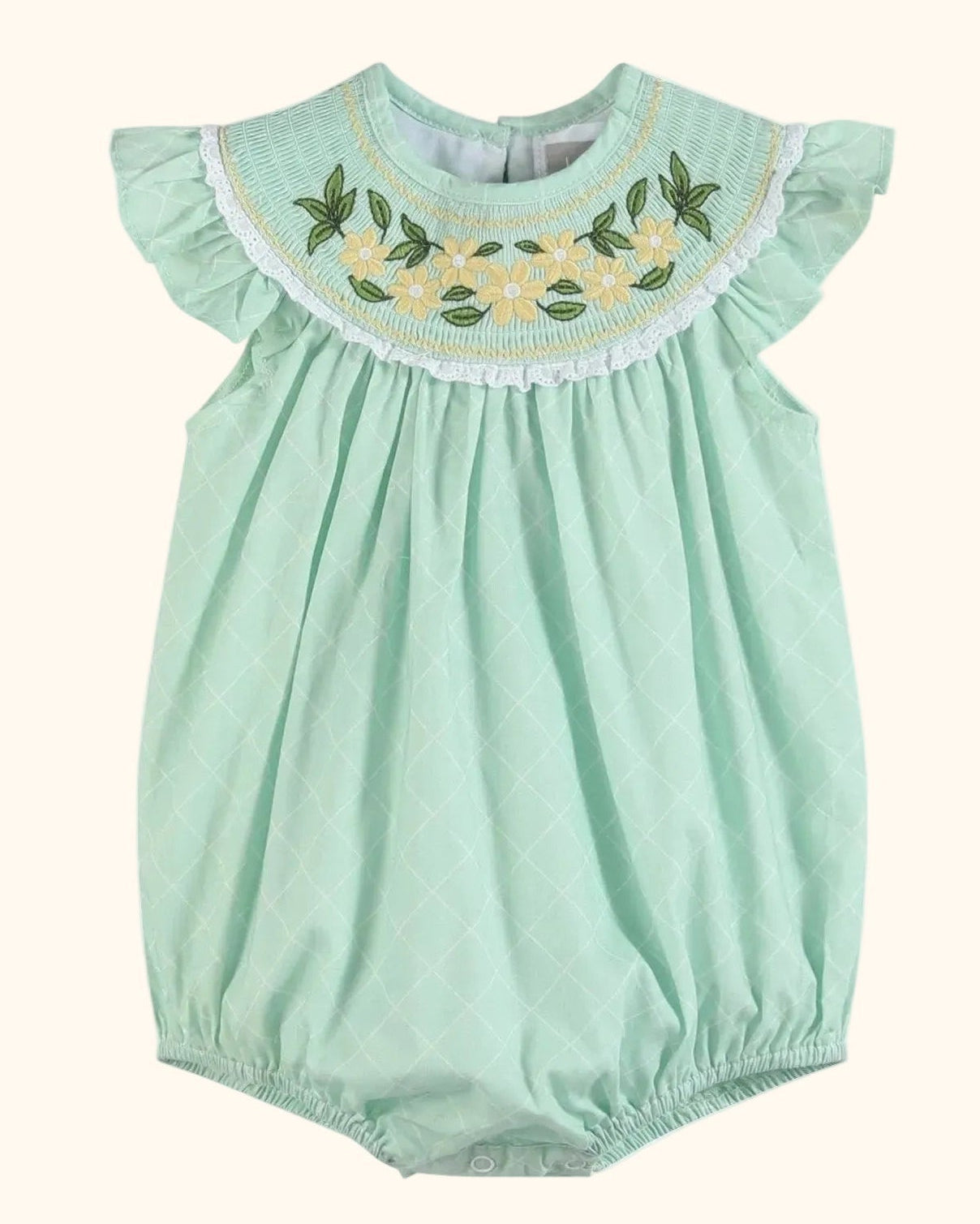 Aqua Daisy Smocked Romper