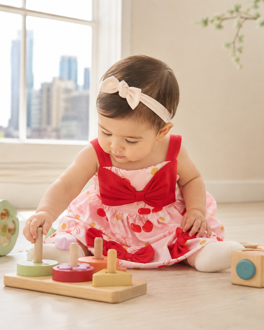 Baby Bow Front Printed Dress
