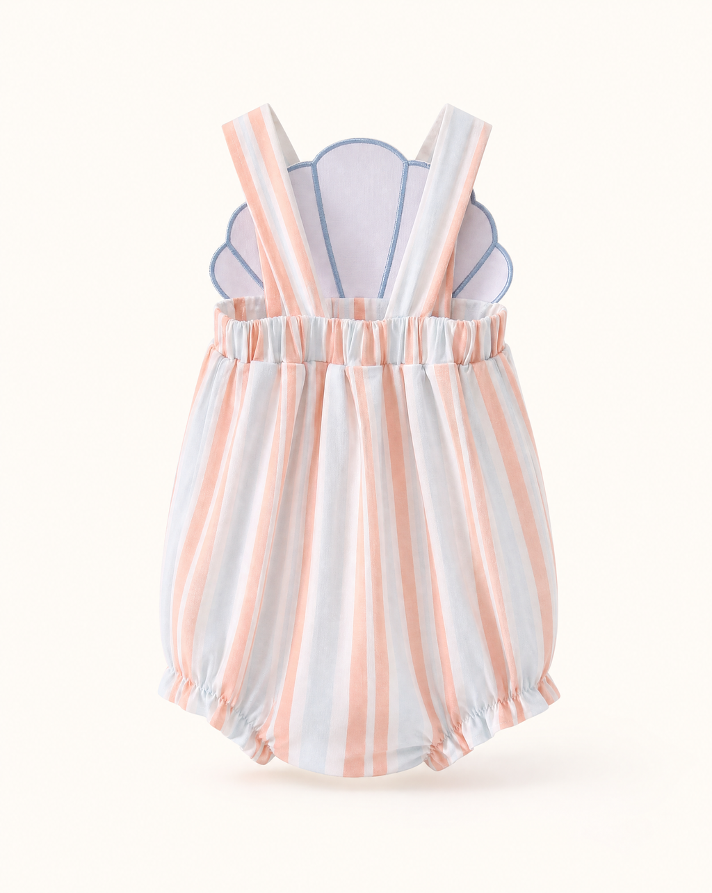 Baby Seashell Stripe Appliqué Bubble Romper
