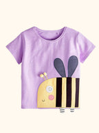 Kids Bee Applique Short Sleeve Cotton T-Shirt