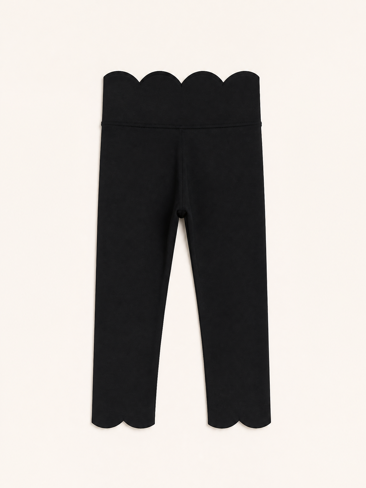 Scalloped Yoga Active Leggings - Black