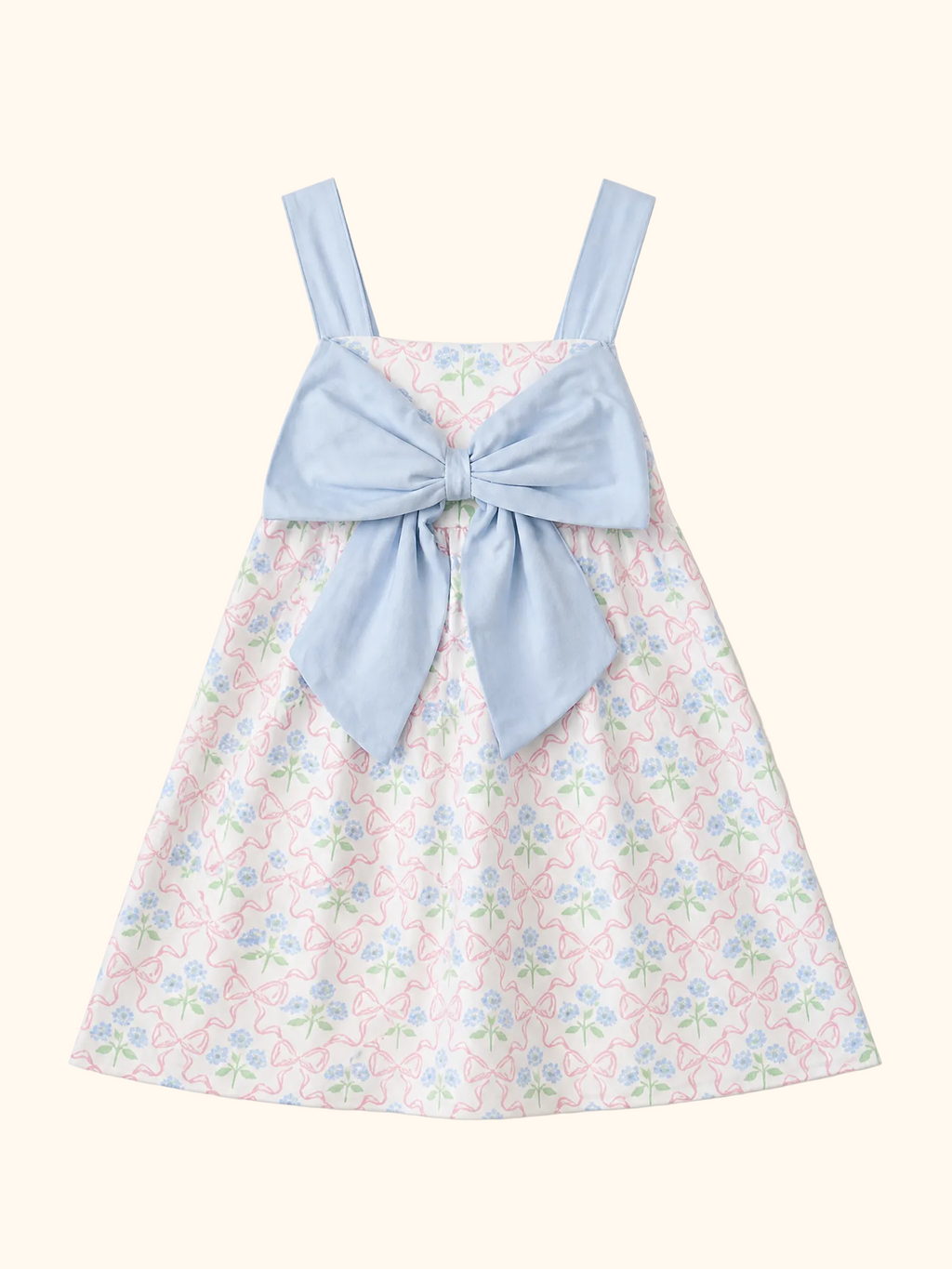 Hydrangea Bow Dress - Blue