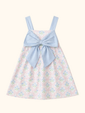 Hydrangea Bow Dress - Blue