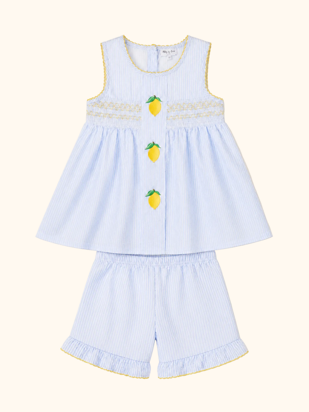 Blue Lemon Embroidered Shorts Set