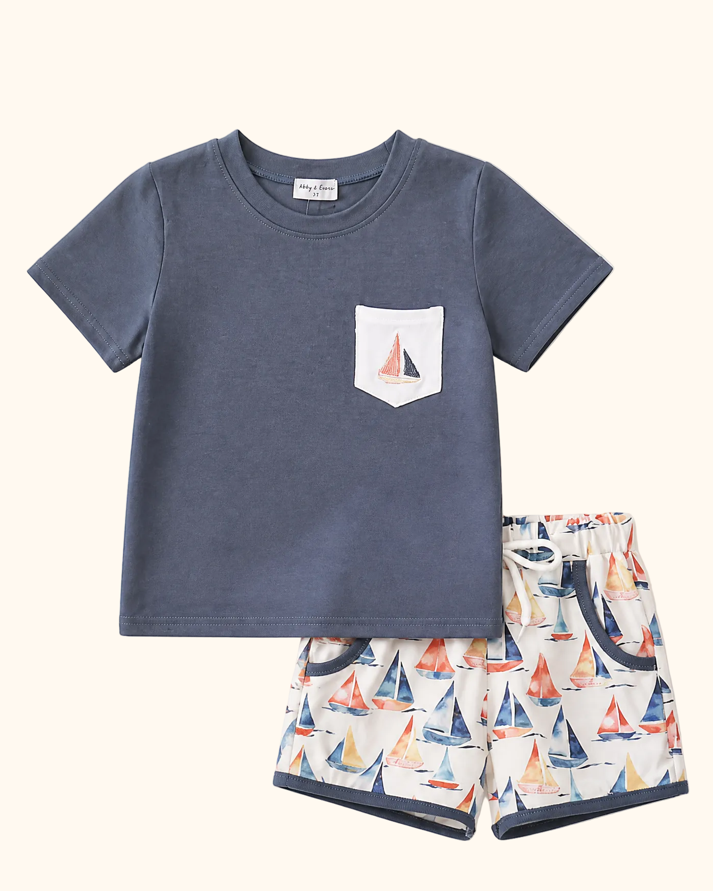 Sailboat Print Shorts Set