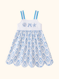 Shells Embroidered Dress - Blue