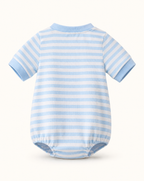 Blue Stripe Apple Book Appliqué Bubble Onesie