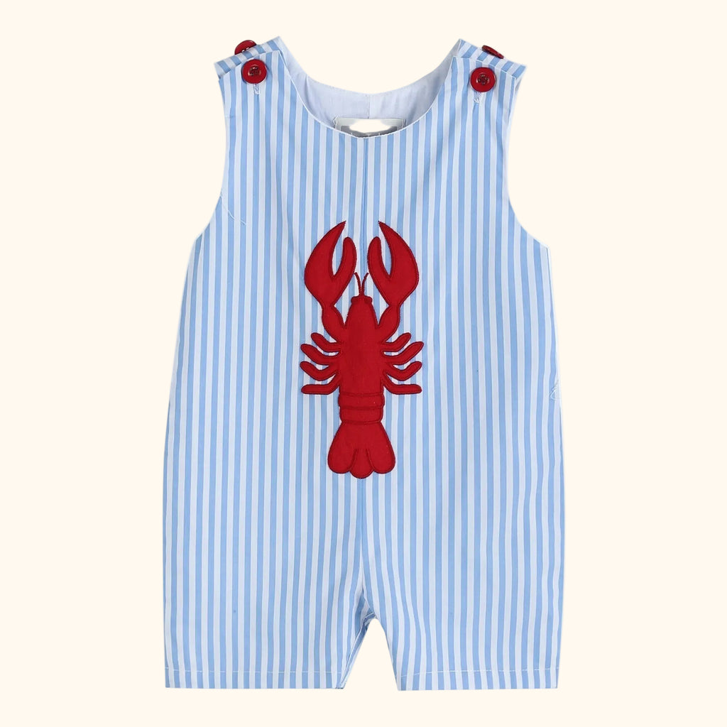 Blue Striped Crawfish Applique Romper