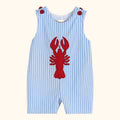 Blue Striped Crawfish Applique Romper