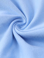Blue baby tee fabric with soft knit texture, material close-up