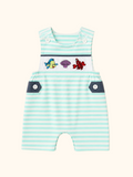 Baby Mint Stripe Under-the-Sea Embroidered Jon Jon