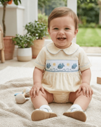 Buttercream Yellow Whale Smocked Collared Romper