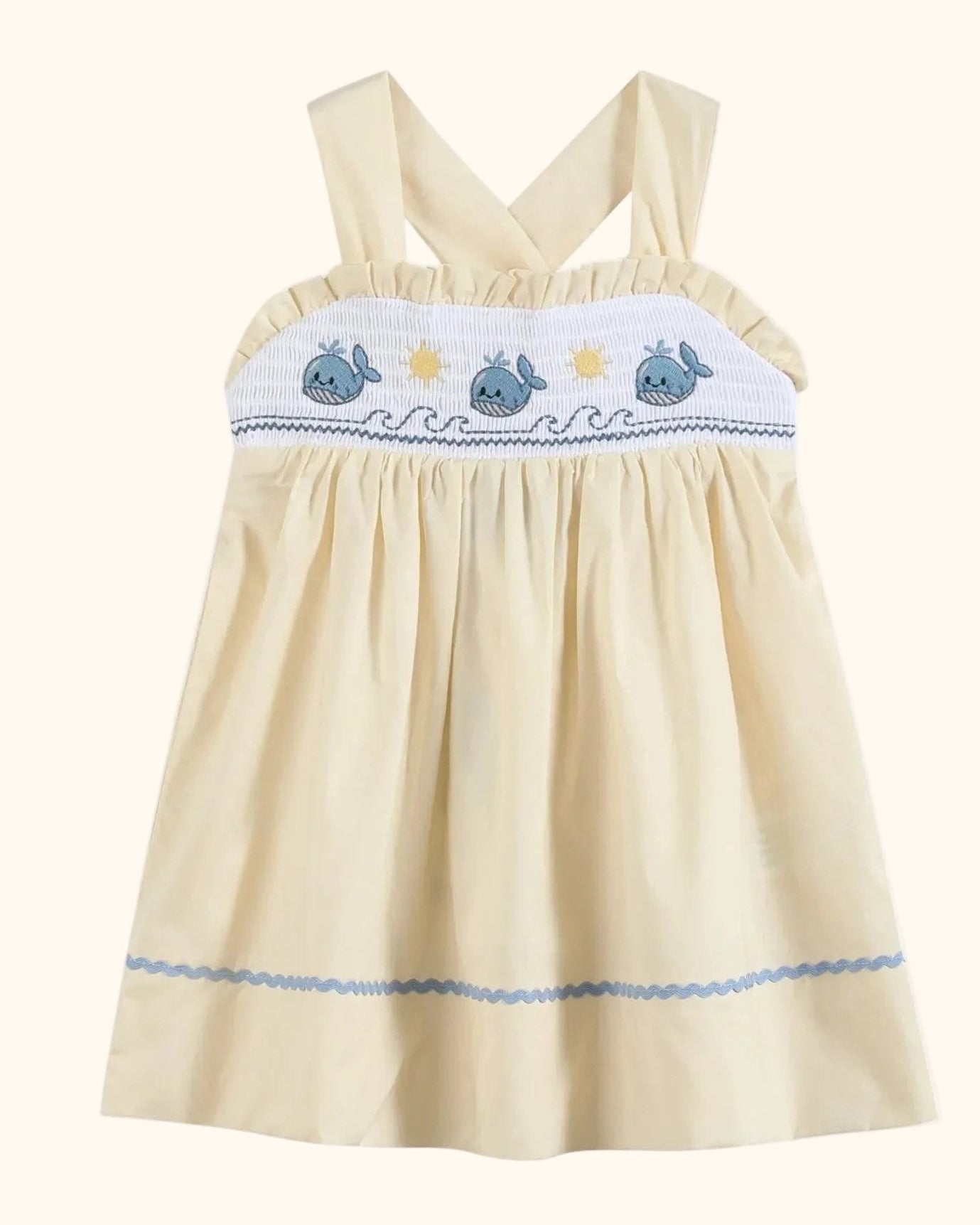 Buttercream Yellow Whale Smocked Dress