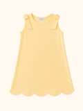 Kids Buttercup Yellow Scalloped Bow Dress
