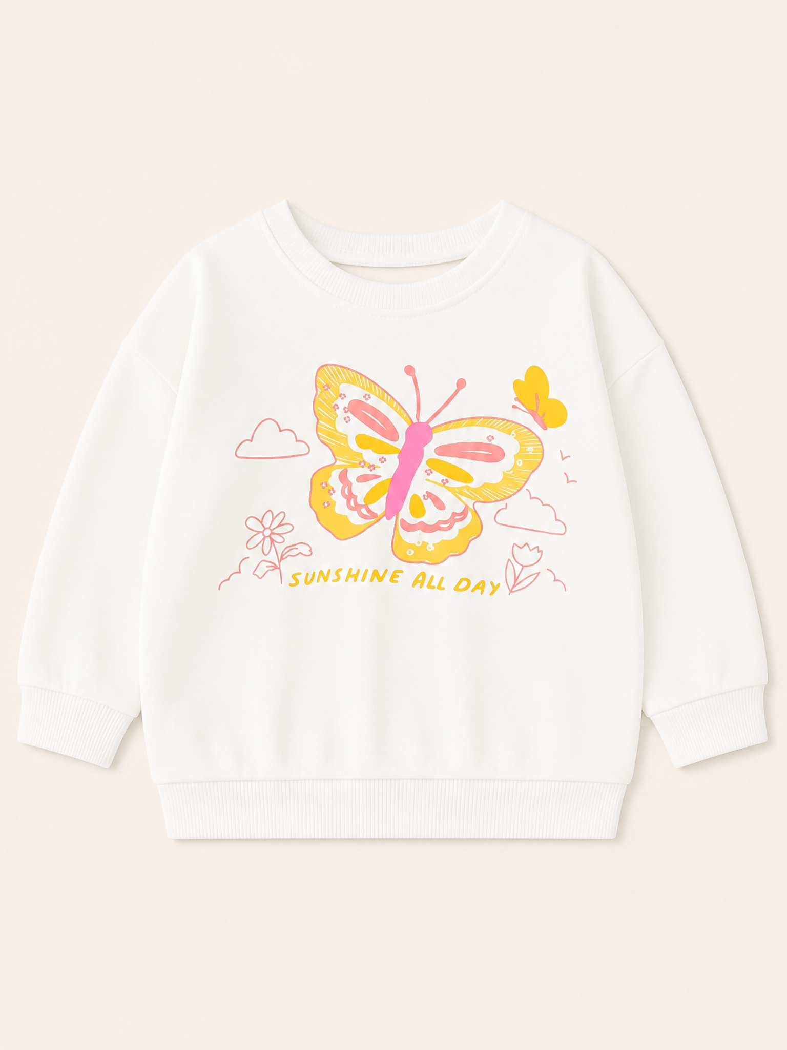 Butterfly Sunshine Graphic Crew Neck Sweatshirt