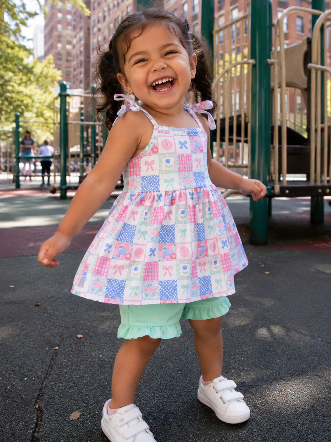 Checkered Ruffle Shorts Set