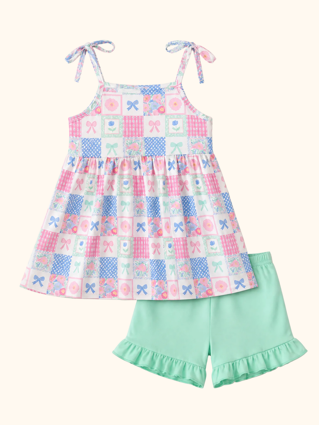 Checkered Ruffle Shorts Set