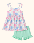 Baby Checkered Ruffle Shorts Set