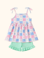 Baby Checkered Ruffle Shorts Set