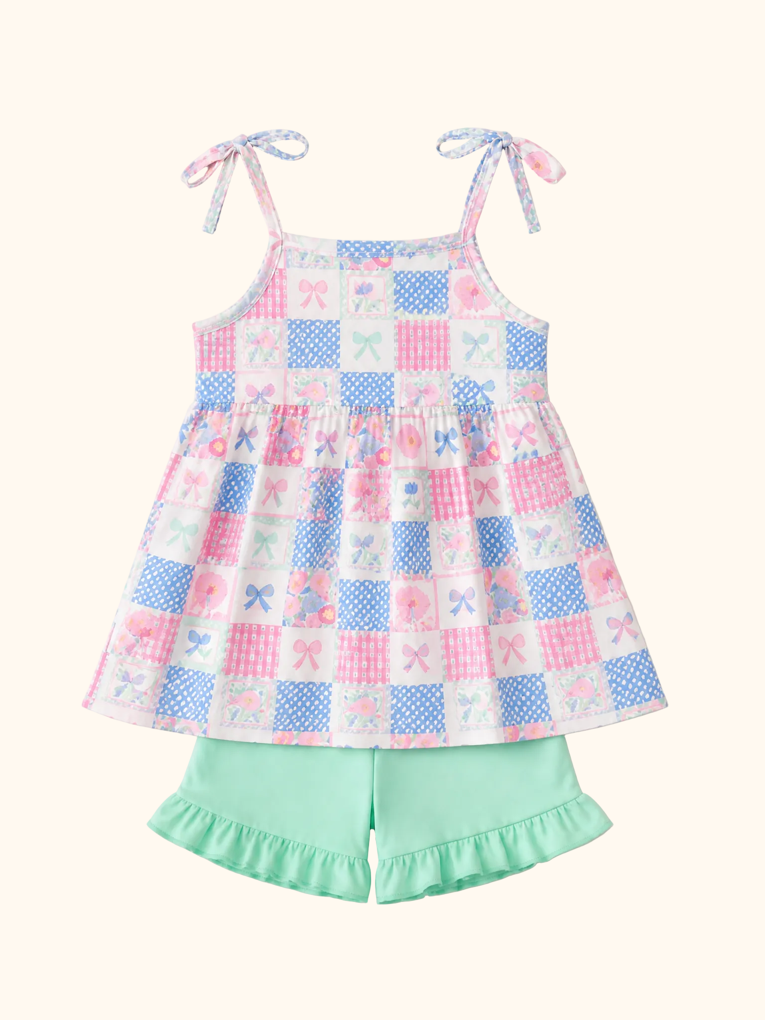 Checkered Ruffle Shorts Set