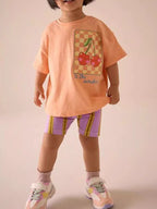 Kids Cherry Graphic Tee & Striped Shorts Set