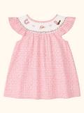Western Embroidered Smocked Gingham Ruffle Dress