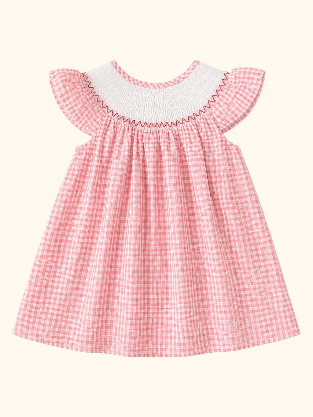 Western Embroidered Smocked Gingham Ruffle Dress