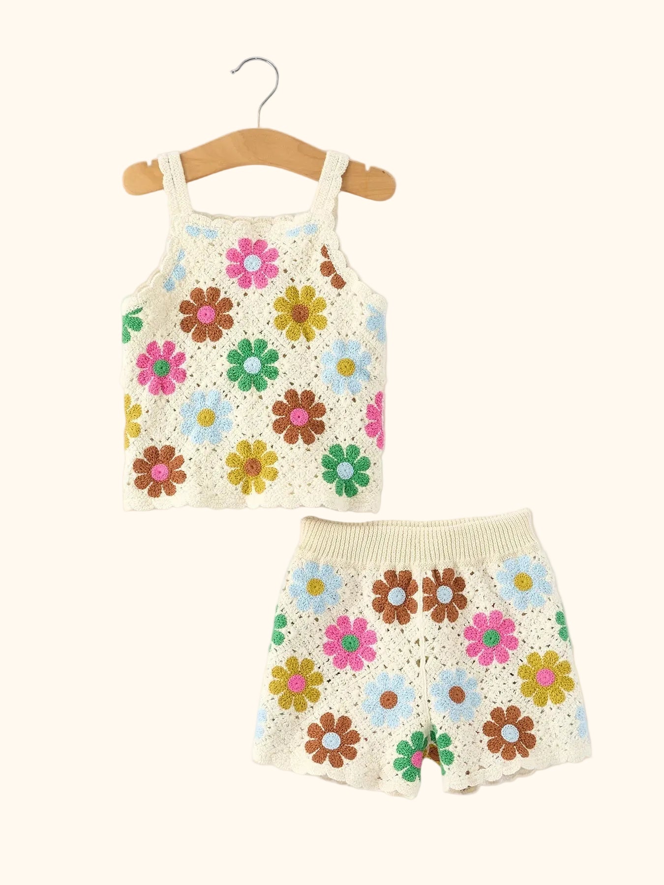 Crochet Floral Tank & Shorts Set