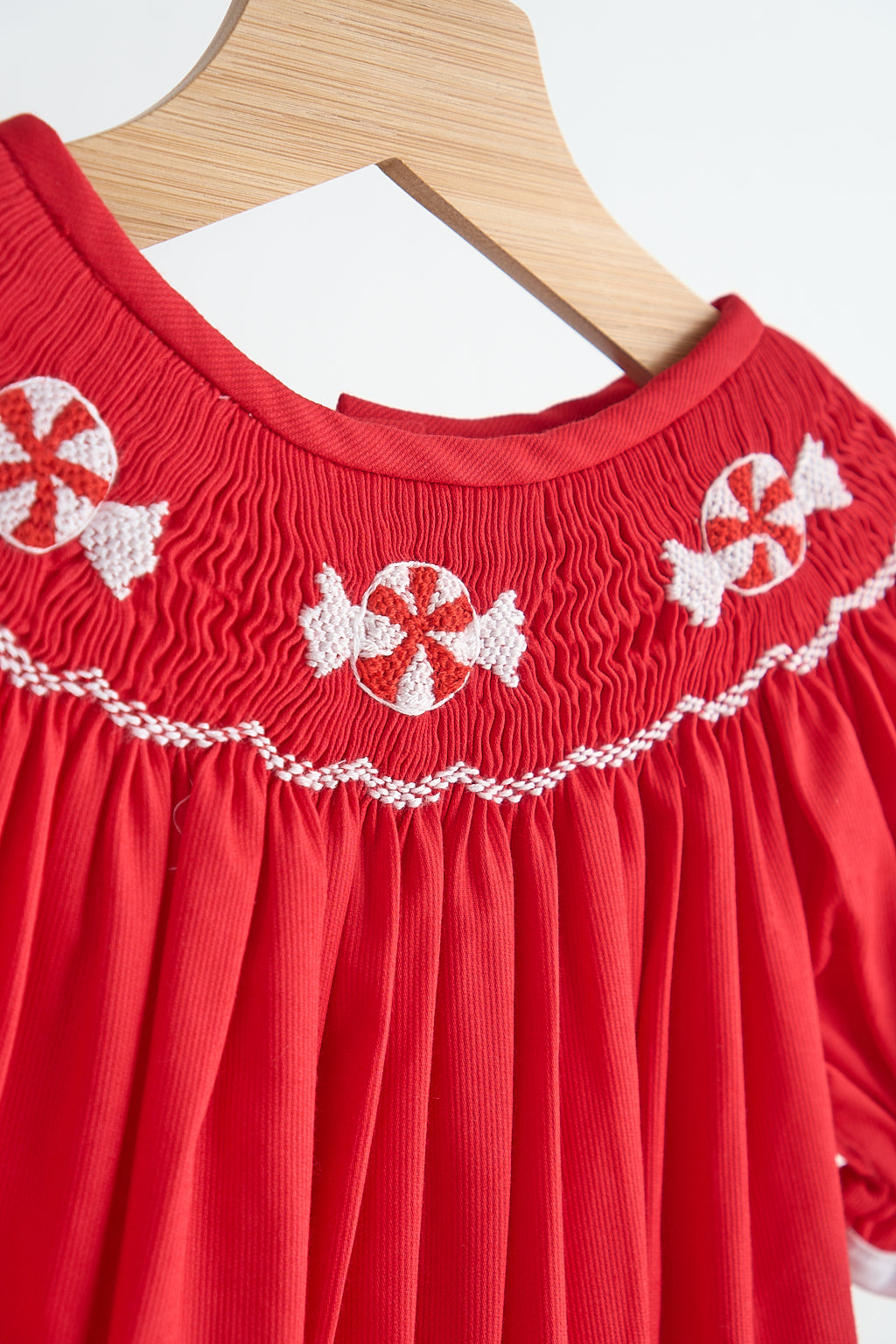Red Candy Cane Smocked Romper