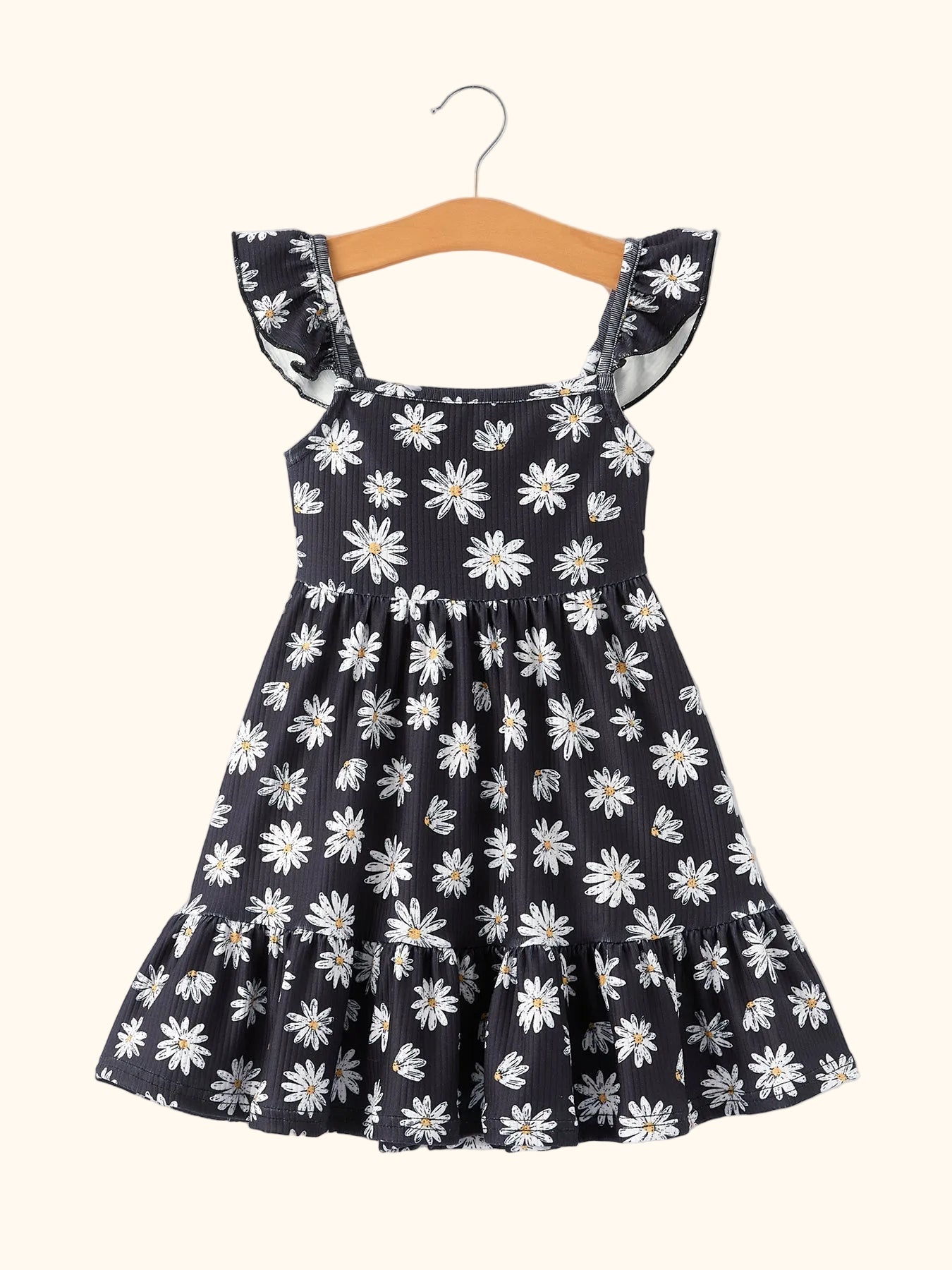 Daisy Print & Solid Ruffle Dress 2-Pack