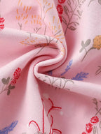 Dusty pink kids floral dress with allover print, product detail view