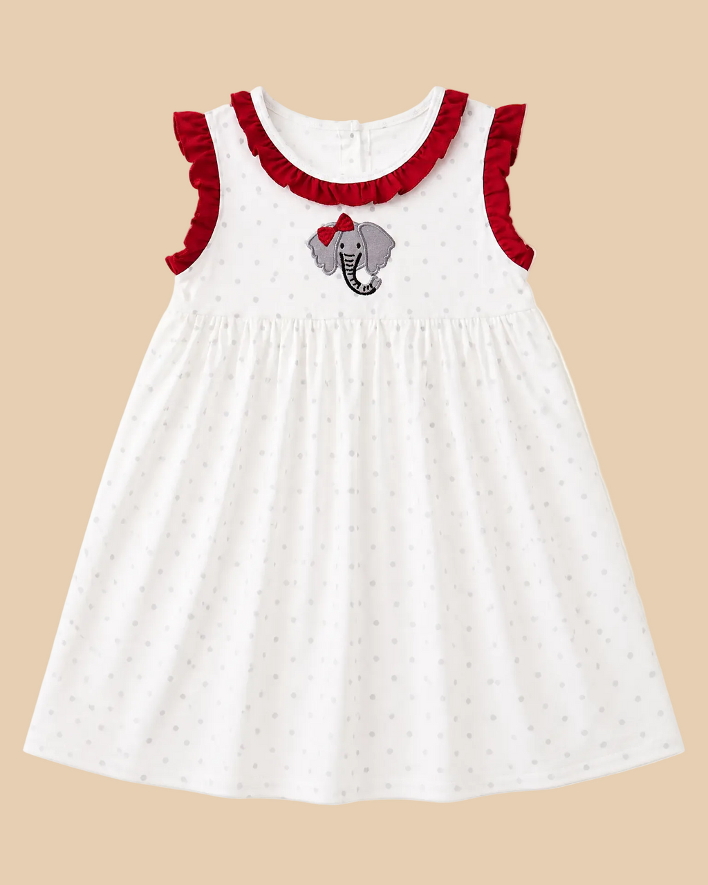 Elephant Appliqué Ruffled Dress
